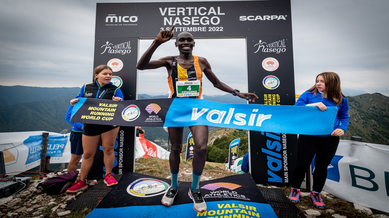 Patrick Kipngeno crosses the finish line