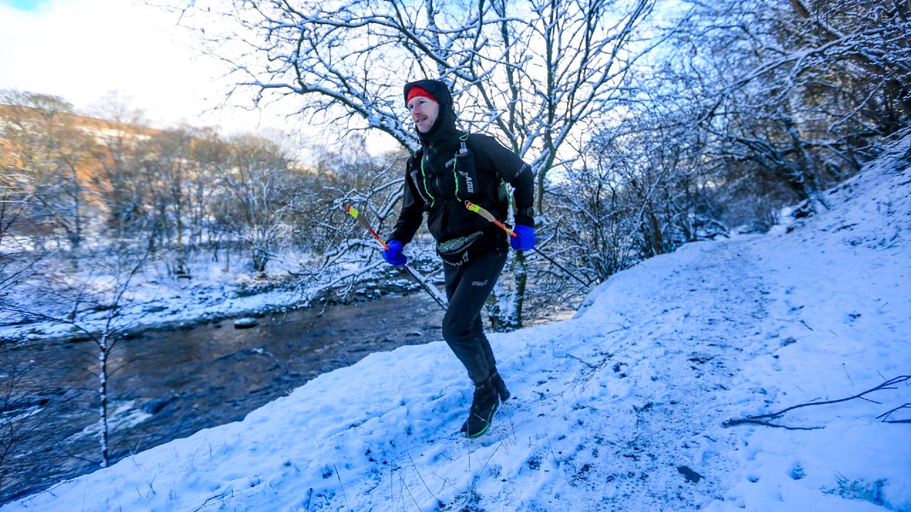 Damian Hall 2023 winner snow photo credit Montane Spine Race