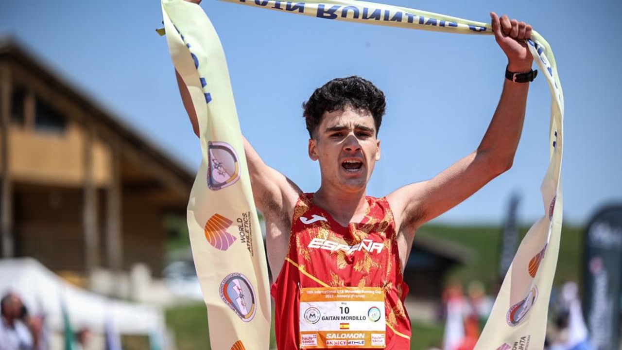 Oscar Gaitan Mordillo claimed victory at the 2023 International U18 Mountain Running Cup