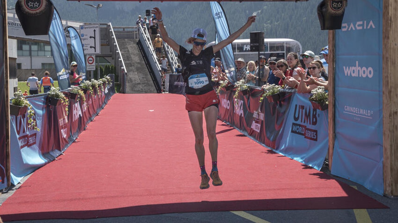 Eszter Csillag finishing second at Eiger Ultra-Trail