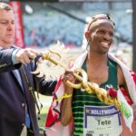 Tete Dijana after winning the 2022 Comrades Marathon