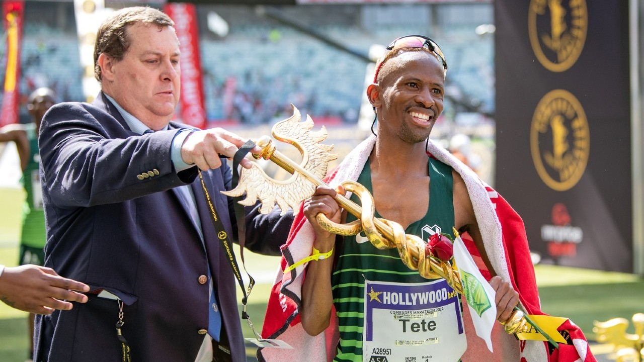 Tete Dijana after winning the 2022 Comrades Marathon