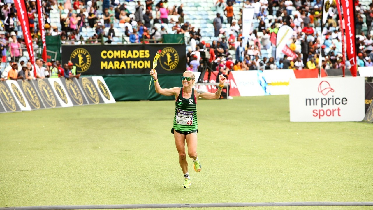 Dominika Stelmach finishing second at the 2022 Comrades Marathon