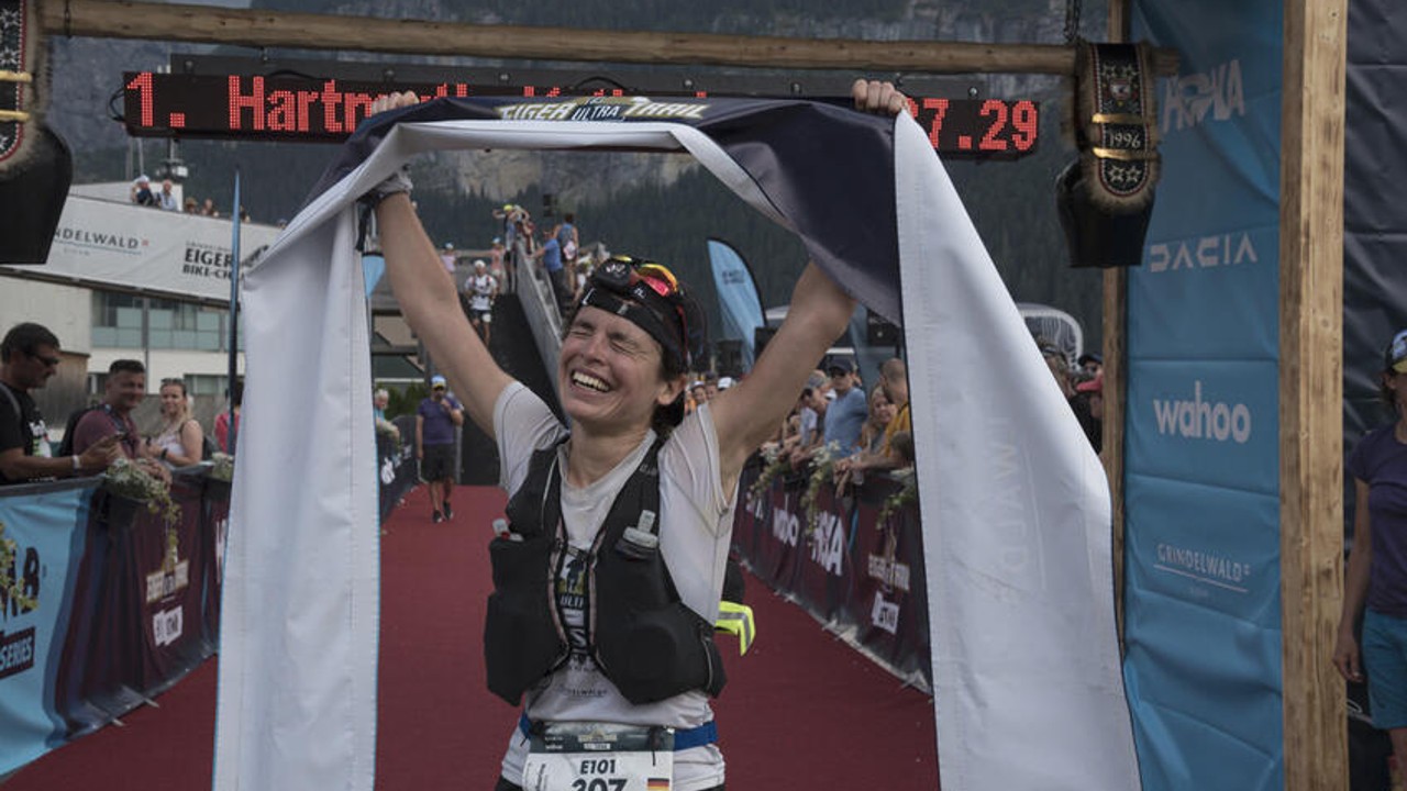 Katharina Hartmuth winning Eiger Ultra Trail by UTMB