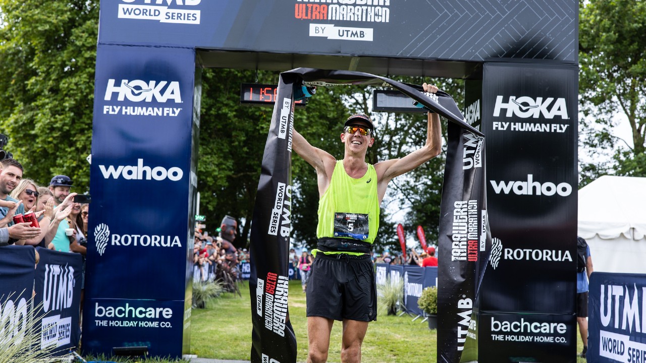 Daniel Jones after winning the 2023 Tarawera Ultramarathon by UTMB 102km