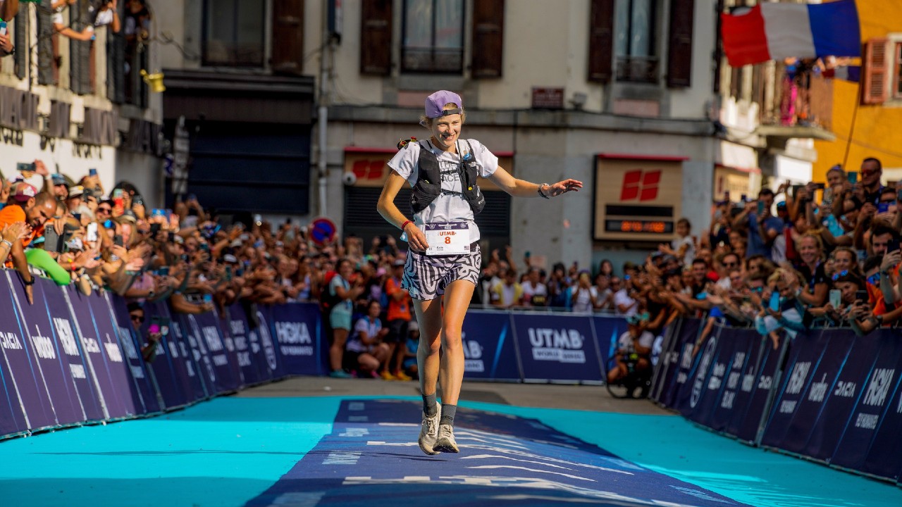 Katie Schide winning the 2022 UTMB