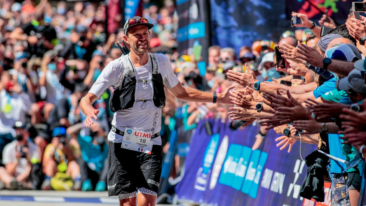 Francoise D'Haene after winning the 2021 UTMB