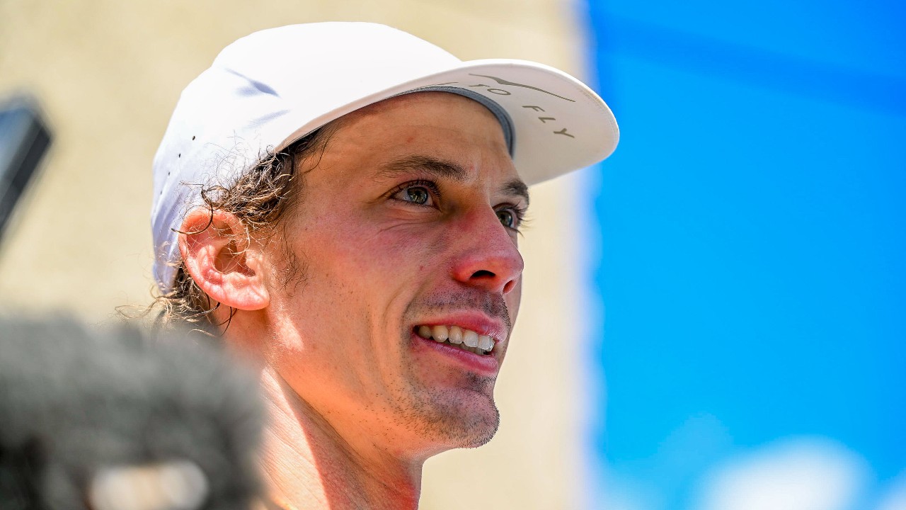 2023 UTMB champion Jim Walmsley after winning