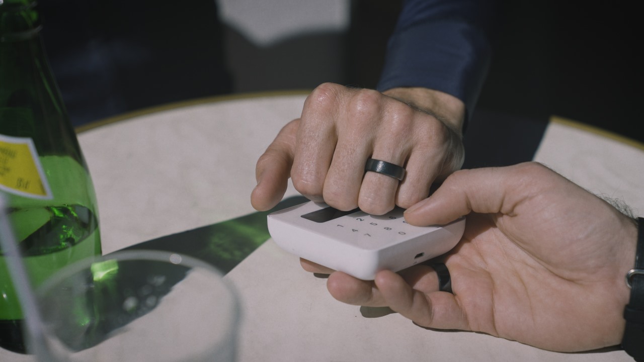 Curve digital wallet being used with contactless Tapster payment ring