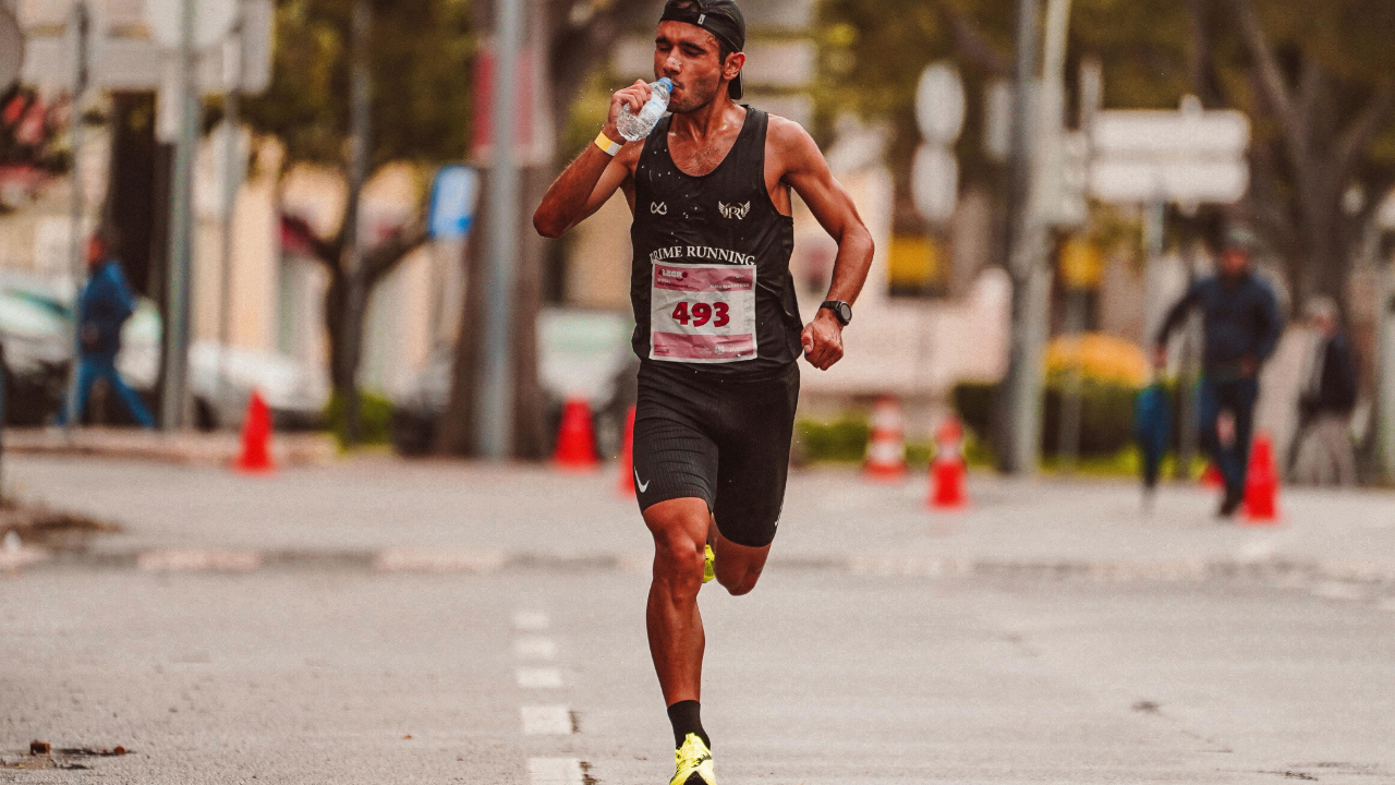 Runner drinking