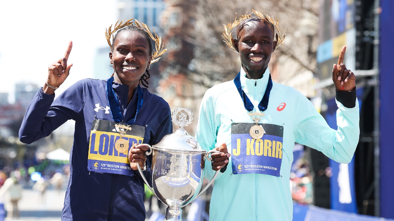 John Korir Sharon Lokedi Boston Marathon 2025 photo credit Boston Athletic Association / Boston Marathon