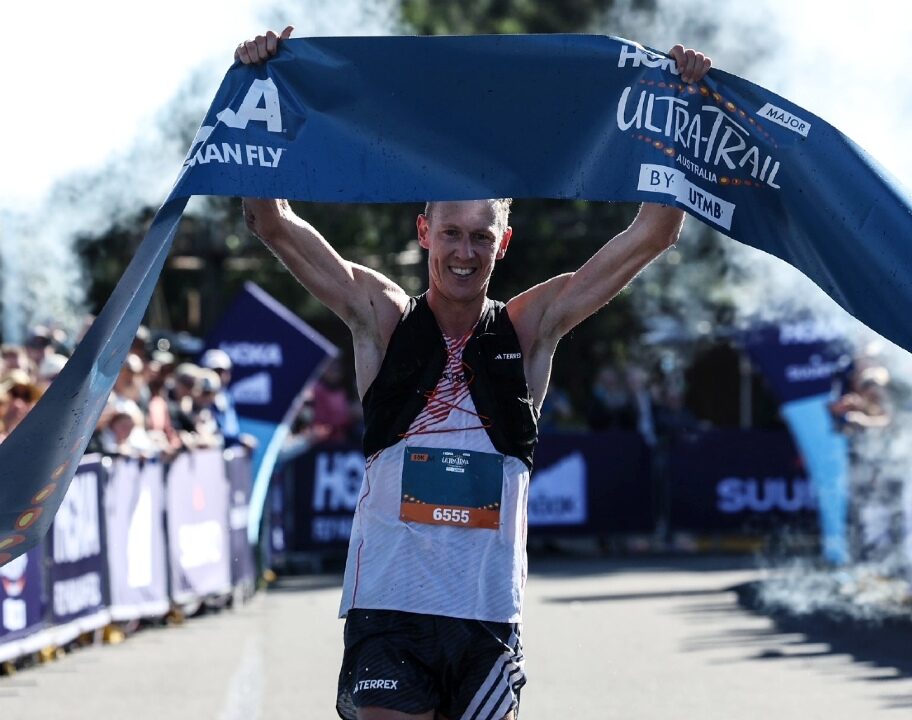 Daniel Jones taking victory at HOKA Ultra-Trail Australia by UTMB 2025 Photo credit: Korupt Vision for UTMB