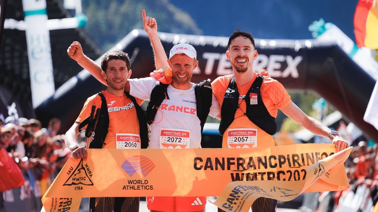 Trail World Championship 2025 men podium Tranchand Merillas Blanes