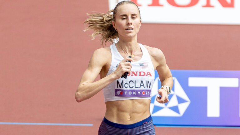 Jess McClain was denied victory at the US Half Marathon when she was led off the course by a pace car.