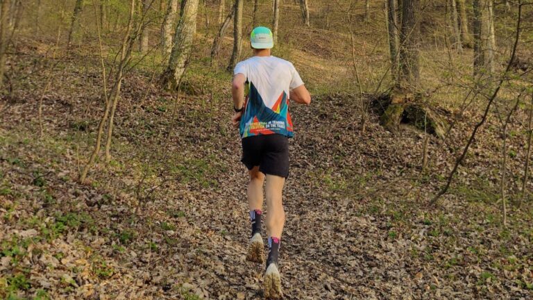 trail runner using mental focus and visualization before challenging trail race
